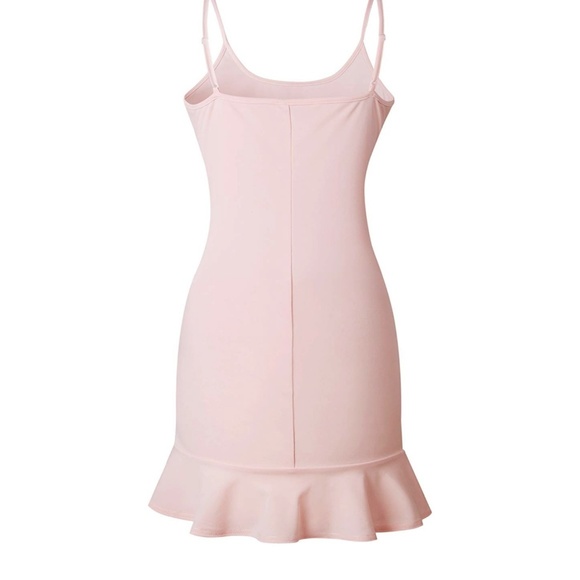 Spaghetti Strap Light Pink Ruffle Hem Tank Dress - Picture 5 of 7